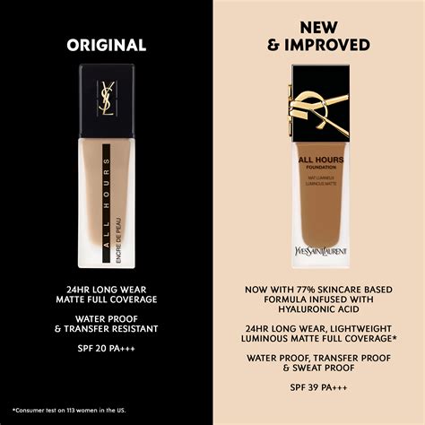 yves saint laurent all hours foundation vs dior foundation|ysl foundation color chart.